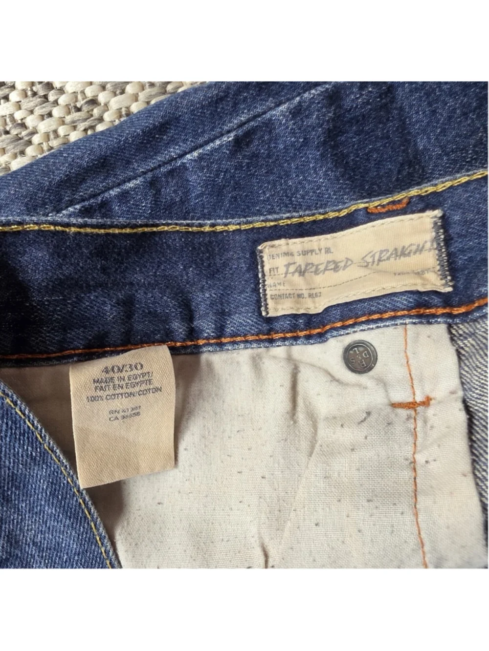 Denim & Supply Ralph Lauren Tapered Straight Jeans Mens Blue Distressed Flag 40